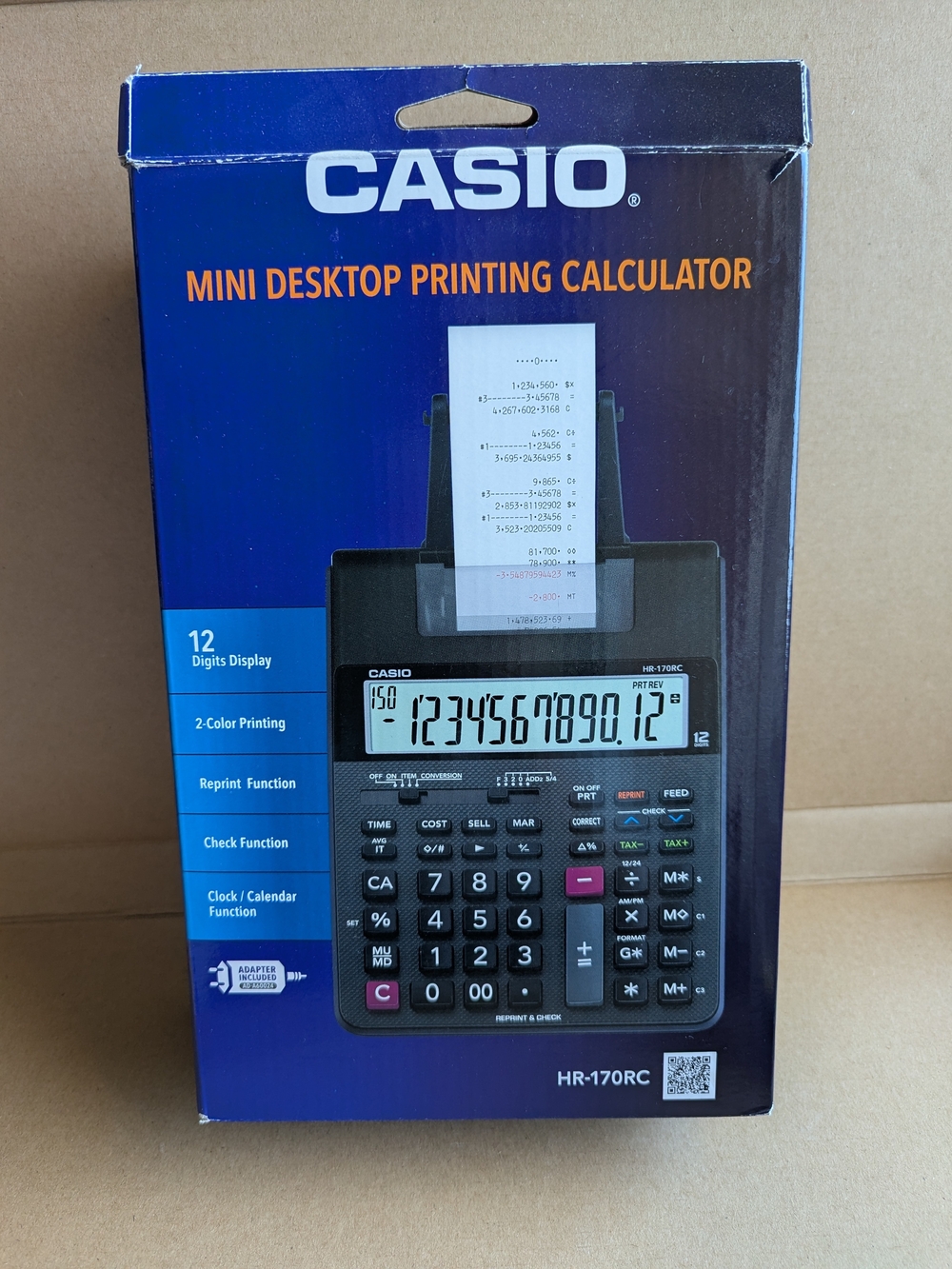Casio HR-170RC Mini Desktop Printing Calculator 12 Digit 2 Color New Open BOX